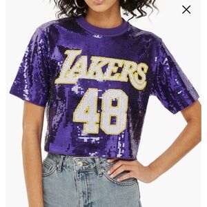 TopShop x UNK sporty lakers NBA purple sequin crop top size S